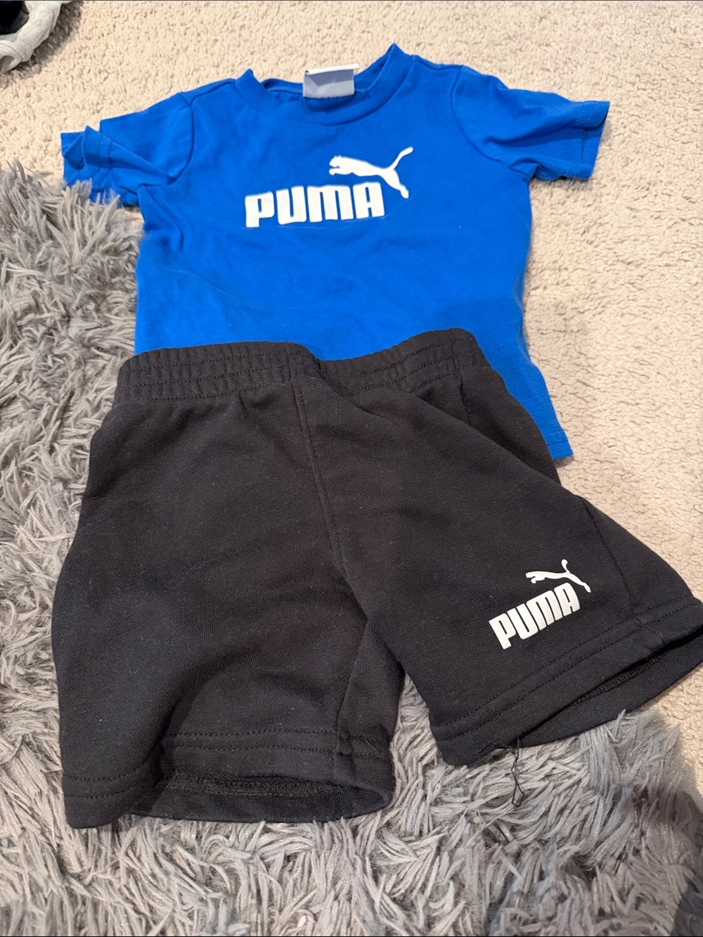 Puma Boys Blue Top with Black Shorts Set